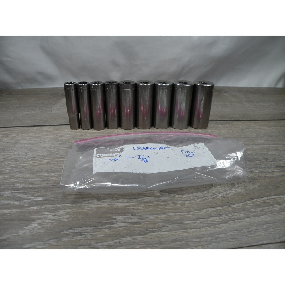 Craftsman Deep Well Socket Set 3/8" Drive SAE Made in USA - 8 Sockets